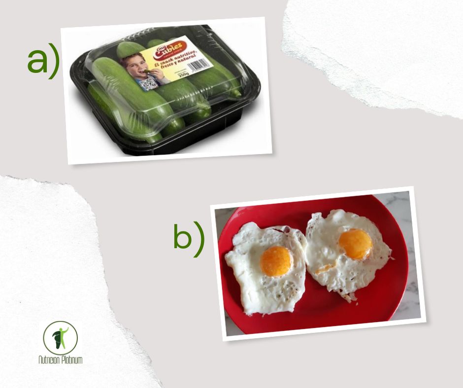 Pepinos baby con huevos a la plancha.